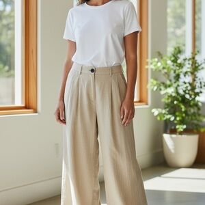 H&M Cream Wide-Leg Pants